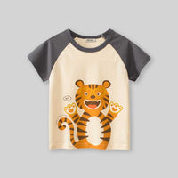 Boys Tiger Print Raglan Sleeves T-Shirt Tshirts   