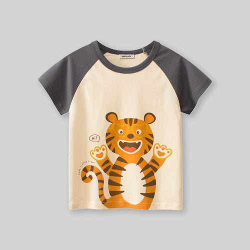 Boys Tiger Print Raglan Sleeves T-Shirt Tshirts   