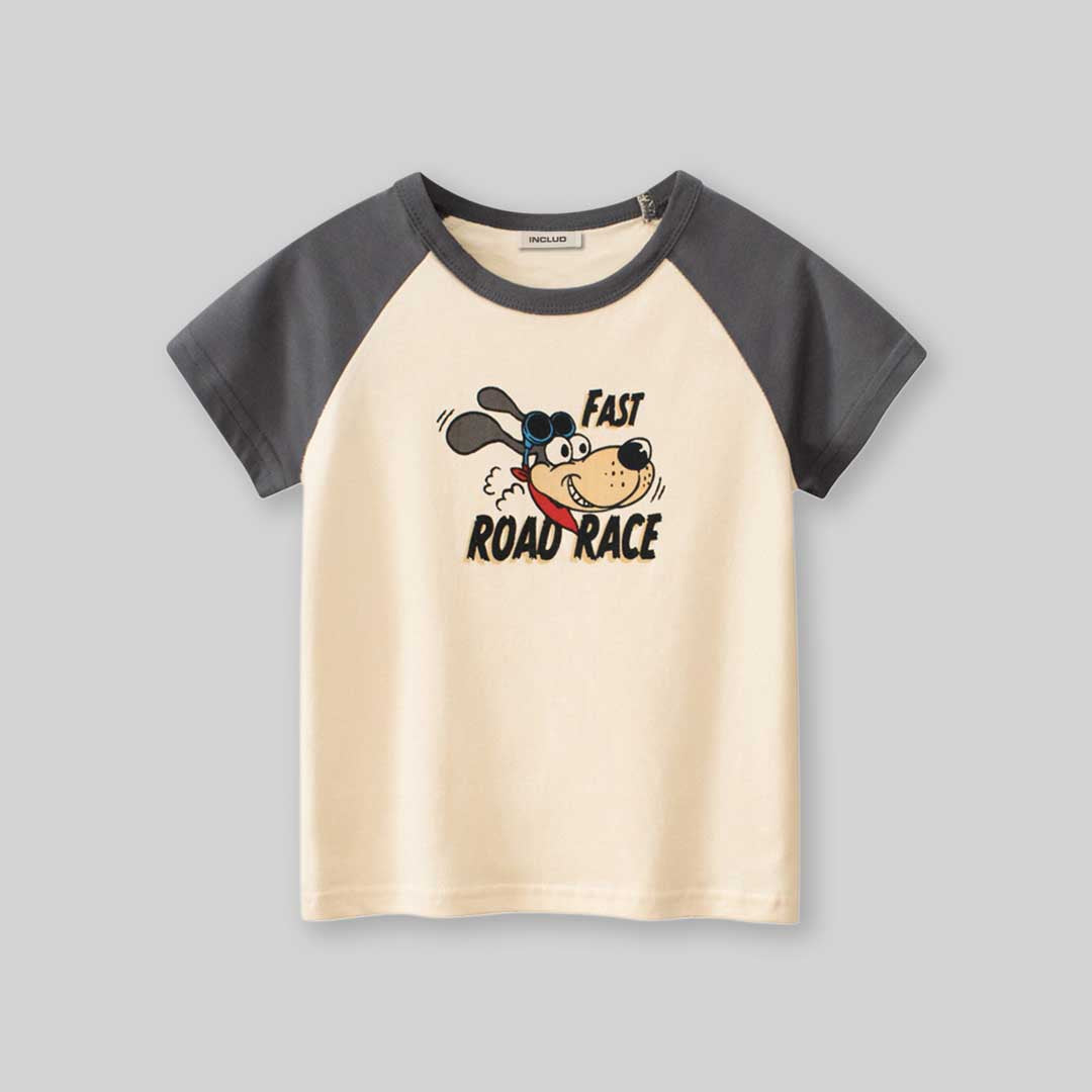 Boys Cartoon Graphic Print Raglan Sleeves T-Shirt Tshirts   