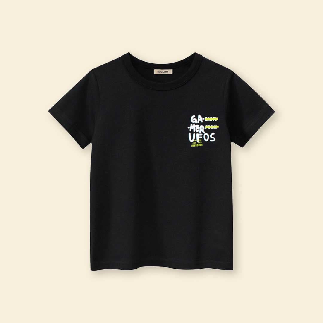 Boys Typography Print Short Sleeves T-Shirt Tshirts   