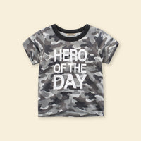 Boys Grey Camouflage Print Short Sleeves T-shirt Tshirts   