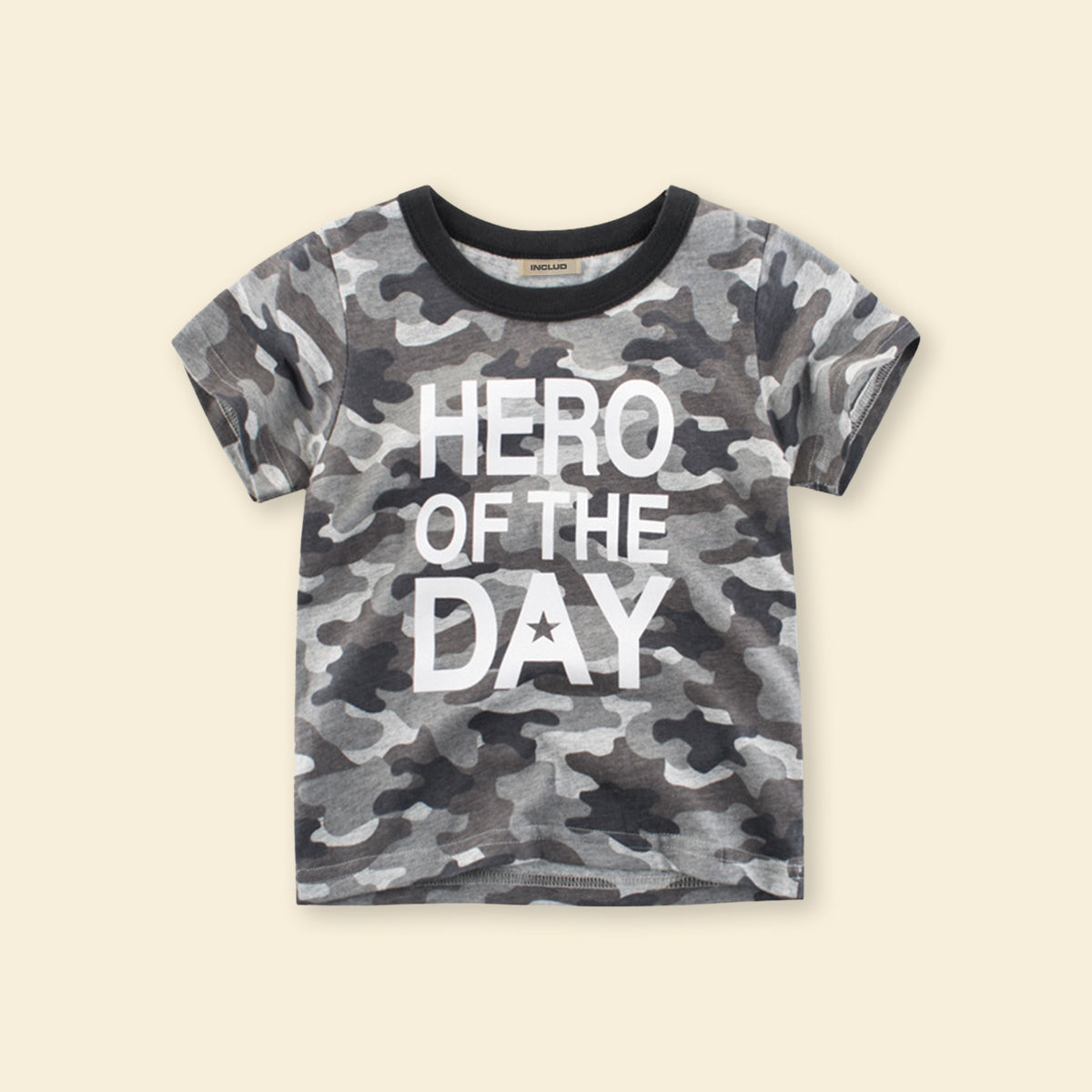 Boys Grey Camouflage Print Short Sleeves T-shirt Tshirts   