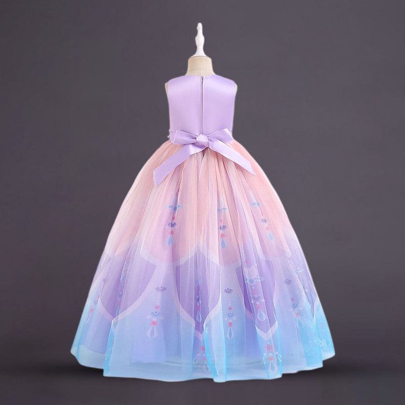 Girls Purple Embellished Tulle Party Gown Party Dresses   
