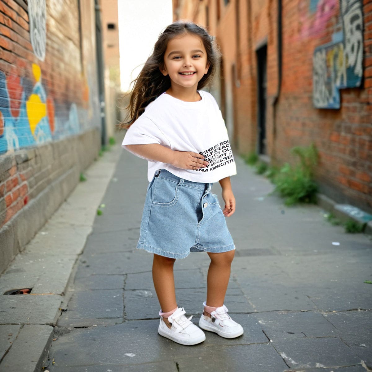 Girls White Cropped Top & Double Waistband Short sets Sets