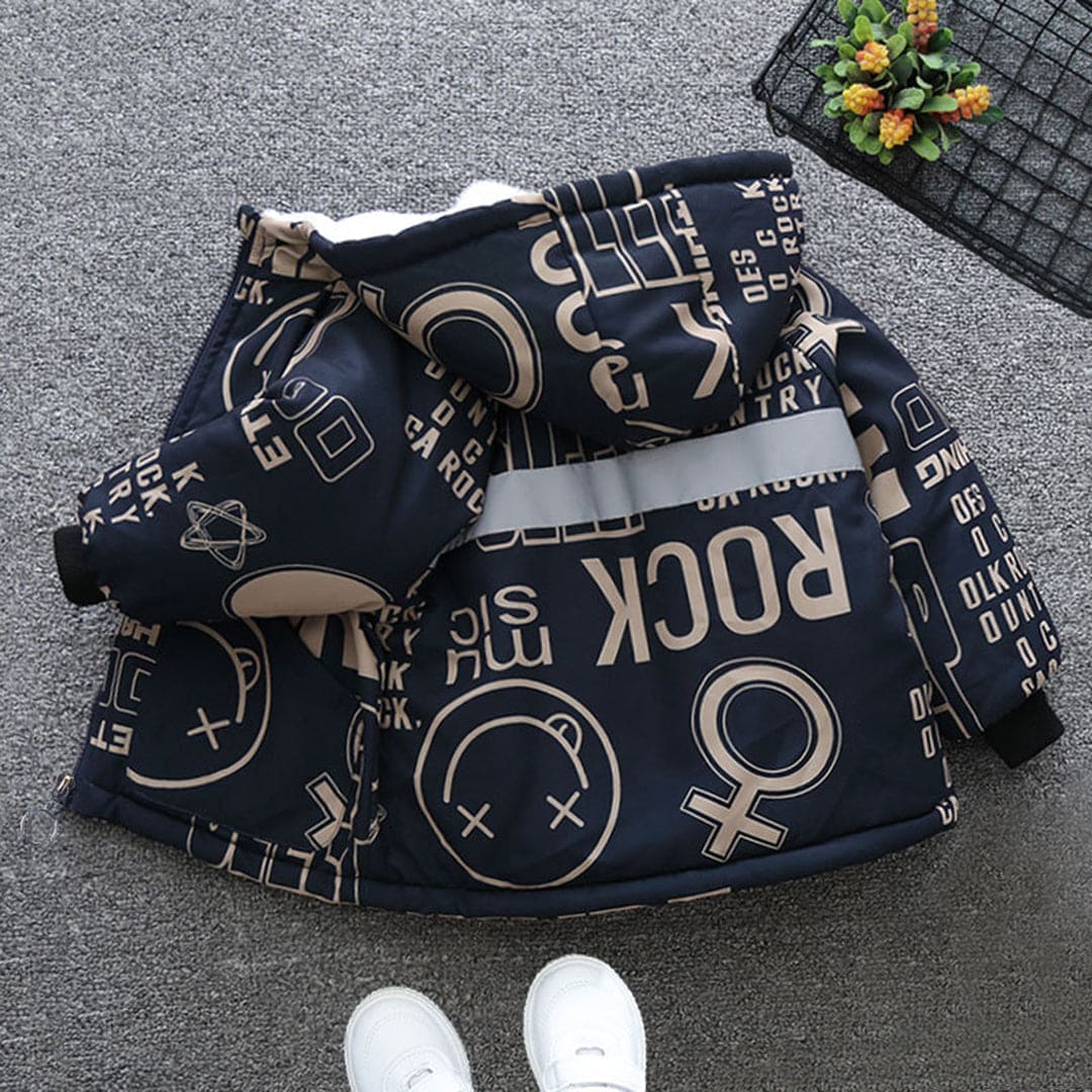 Boys Printed Hooded Fleece Jacket Coats & Jackets   