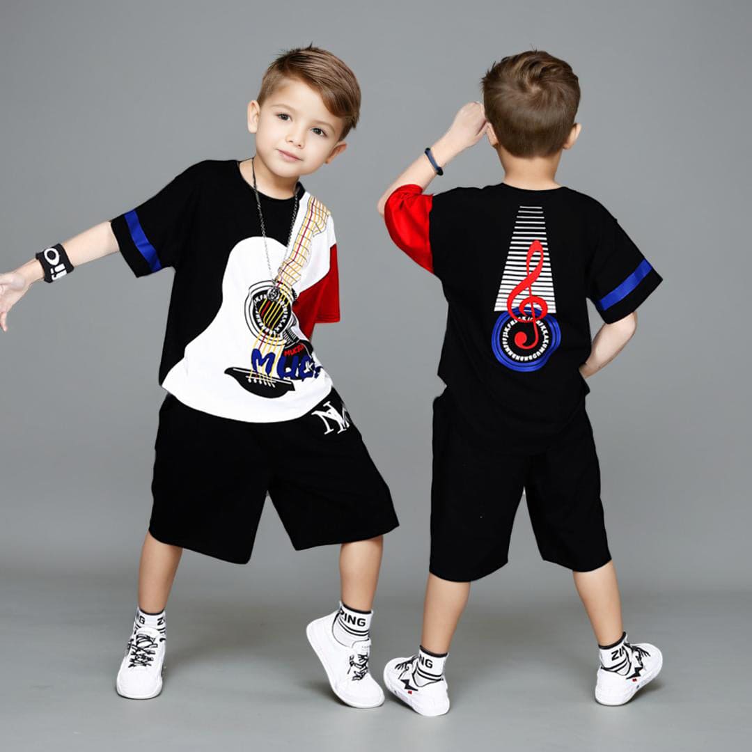 Boys Printed T-shirt with Shorts Set-456409 Sets