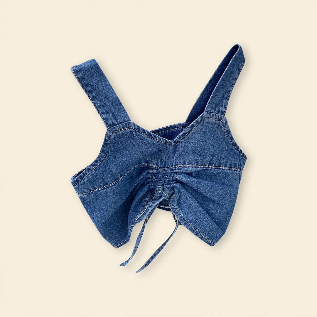 Girls Sleeveless Denim Top With Denim Skirt Sets