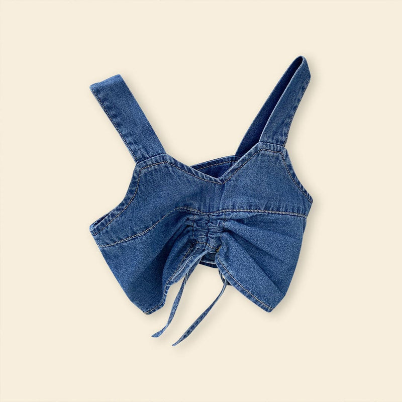 Girls Sleeveless Denim Top With Denim Skirt Sets
