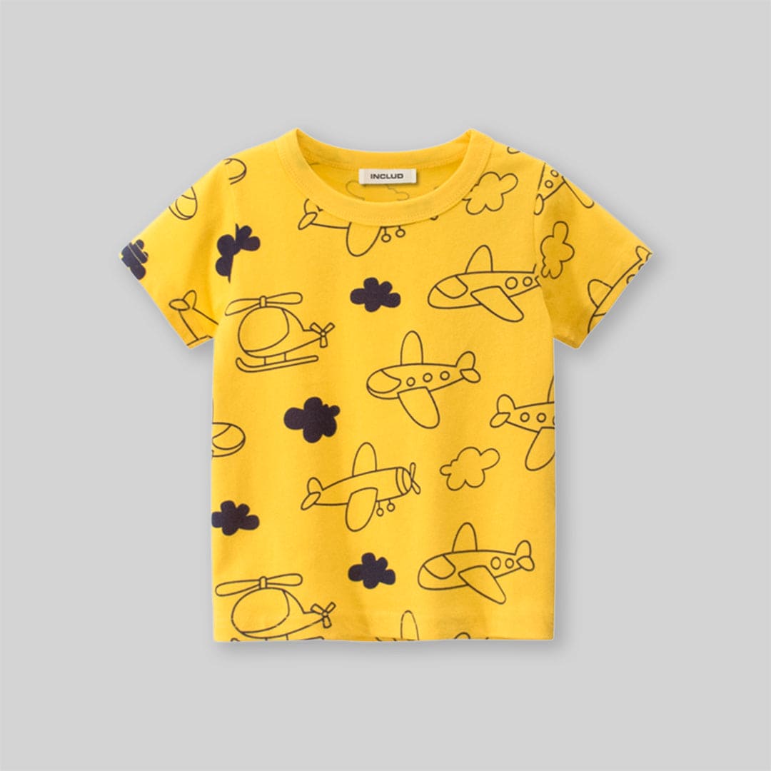 Boys Airplane Printed Short Sleeves T-Shirt Tshirts   
