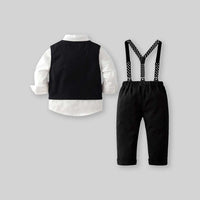 Boys Sleeveless Waistcoat With Shirt & Suspender Pants Set Sets   