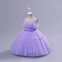 Girls Purple Sleeveless Puffy Princess Partywear Dress Party Dresses