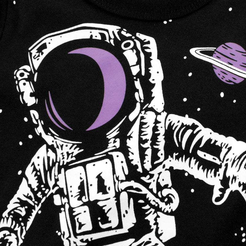 Boys Black Astronaut Print Doctor Sleeves T-shirt Tshirts