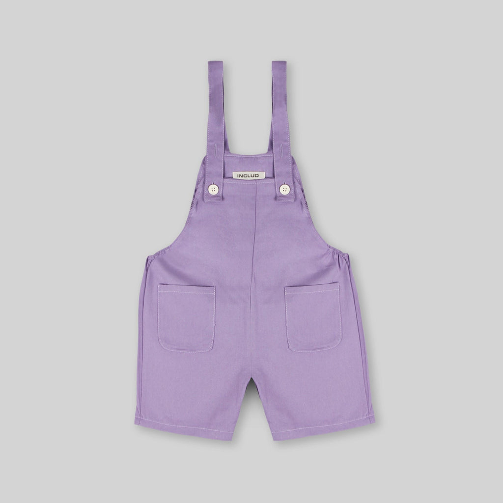 Girls Purple Multistripe T-shirt with Dungaree Set Sets   