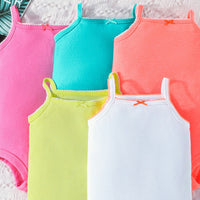 Girls Multicolor Shoulder Straps Bodysuit-Pack of 5 Tops