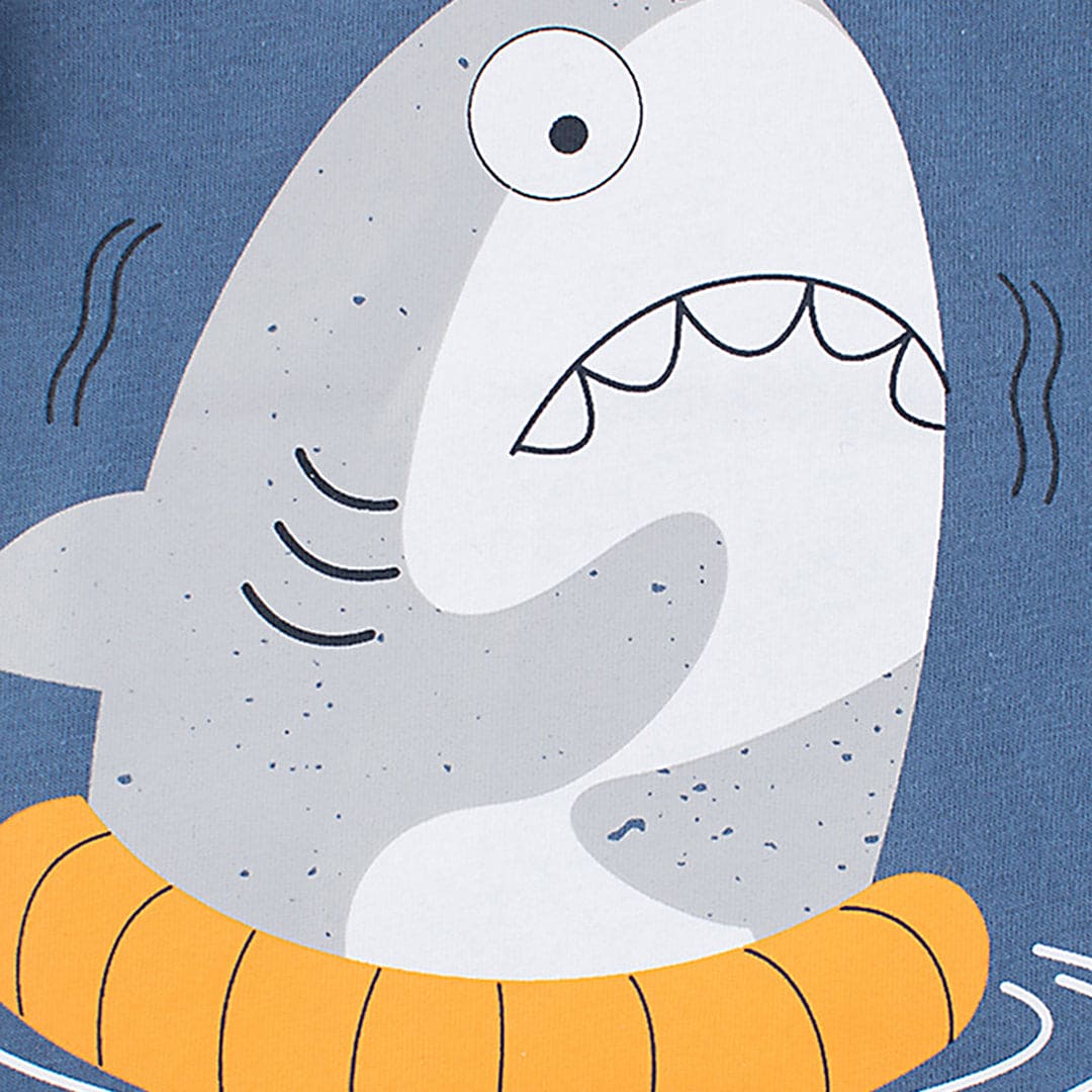 Boys Blue Shark Printed Short Sleeves T-Shirt Tshirts
