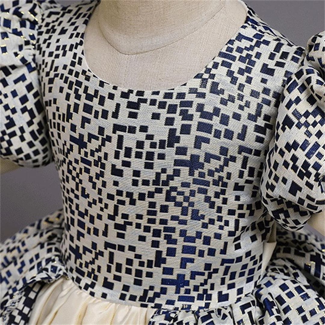 Girls Geometric Print Tiered Party Dress Party Dresses   