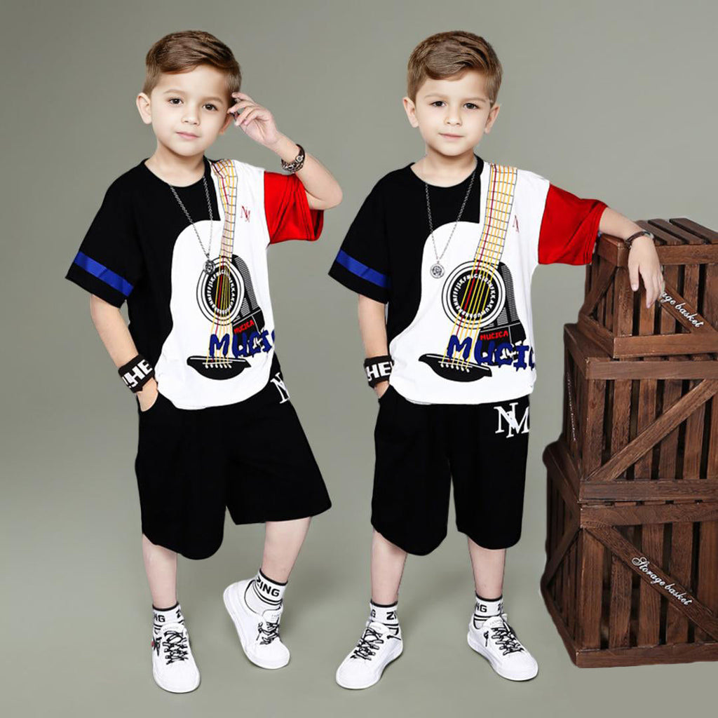 Boys Printed T-shirt with Shorts Set-456409 Sets