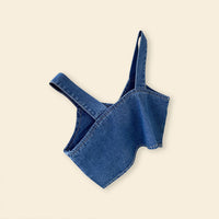 Girls Sleeveless Denim Top With Denim Skirt Sets