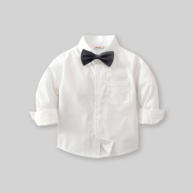 Boys Sleeveless Waistcoat With Shirt & Suspender Pants Set Sets   