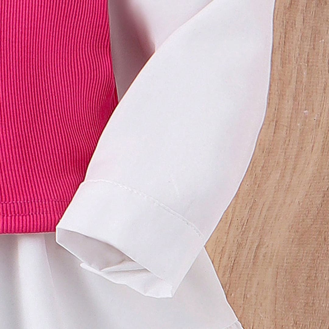 Girls Long Sleeves Drop Waist Dress With Sweater Vest Casual Dresses