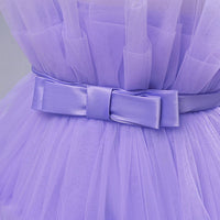 Girls Purple Sleeveless Puffy Princess Partywear Dress Party Dresses