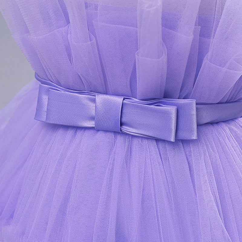 Girls Purple Sleeveless Puffy Princess Partywear Dress Party Dresses
