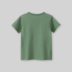 Boys Green Bicycle Print Short Sleeves T-shirt Tshirts   