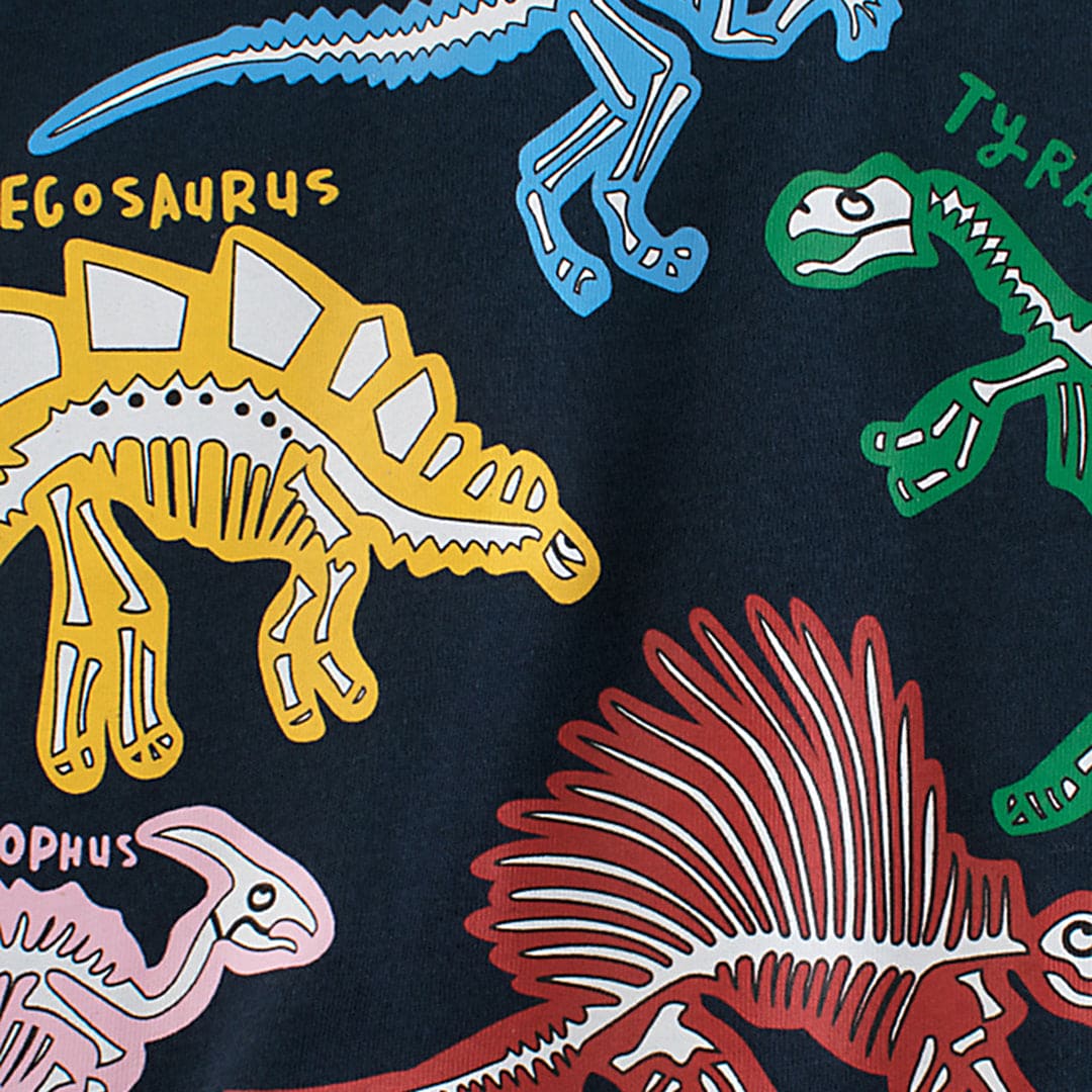 Boys Navy Blue Dinosaur Printed T-Shirt Tshirts