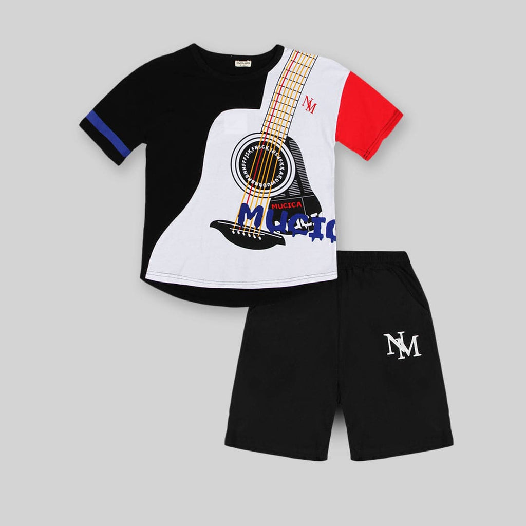 Boys Printed T-shirt with Shorts Set-456409 Sets