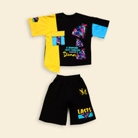 Boys Diamond Print T-Shirt With Shorts Sets   