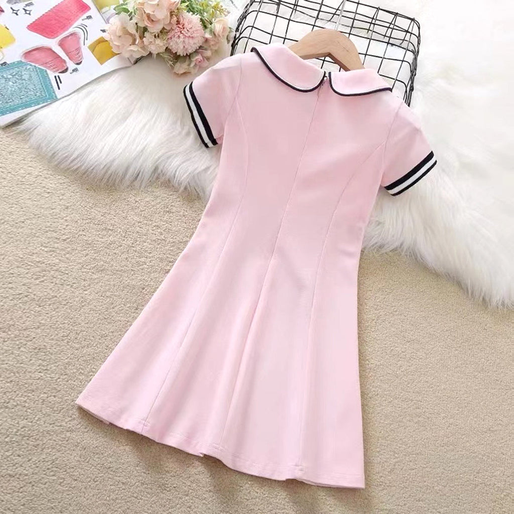 Girls Peter Pan Collar A-line Dress Casual Dresses   