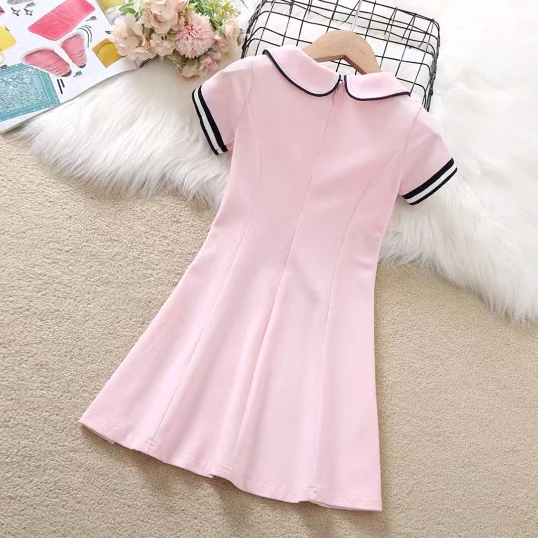 Girls Peter Pan Collar A-line Dress Casual Dresses   