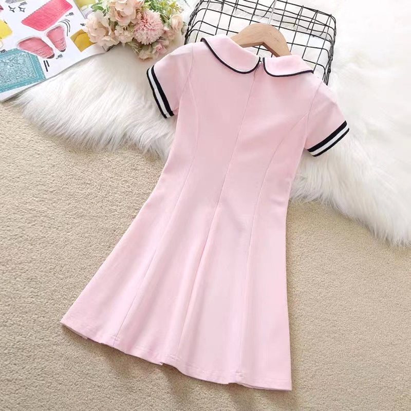 Girls Peter Pan Collar A-line Dress Casual Dresses   