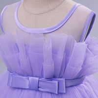 Girls Purple Sleeveless Puffy Princess Partywear Dress Party Dresses