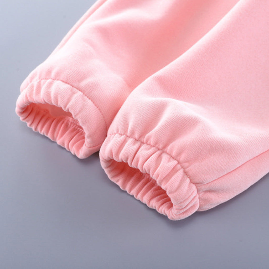 Girls Pink Peter Pan Collar Bow Embroidery Sweatshirt With Pants Set Sets   