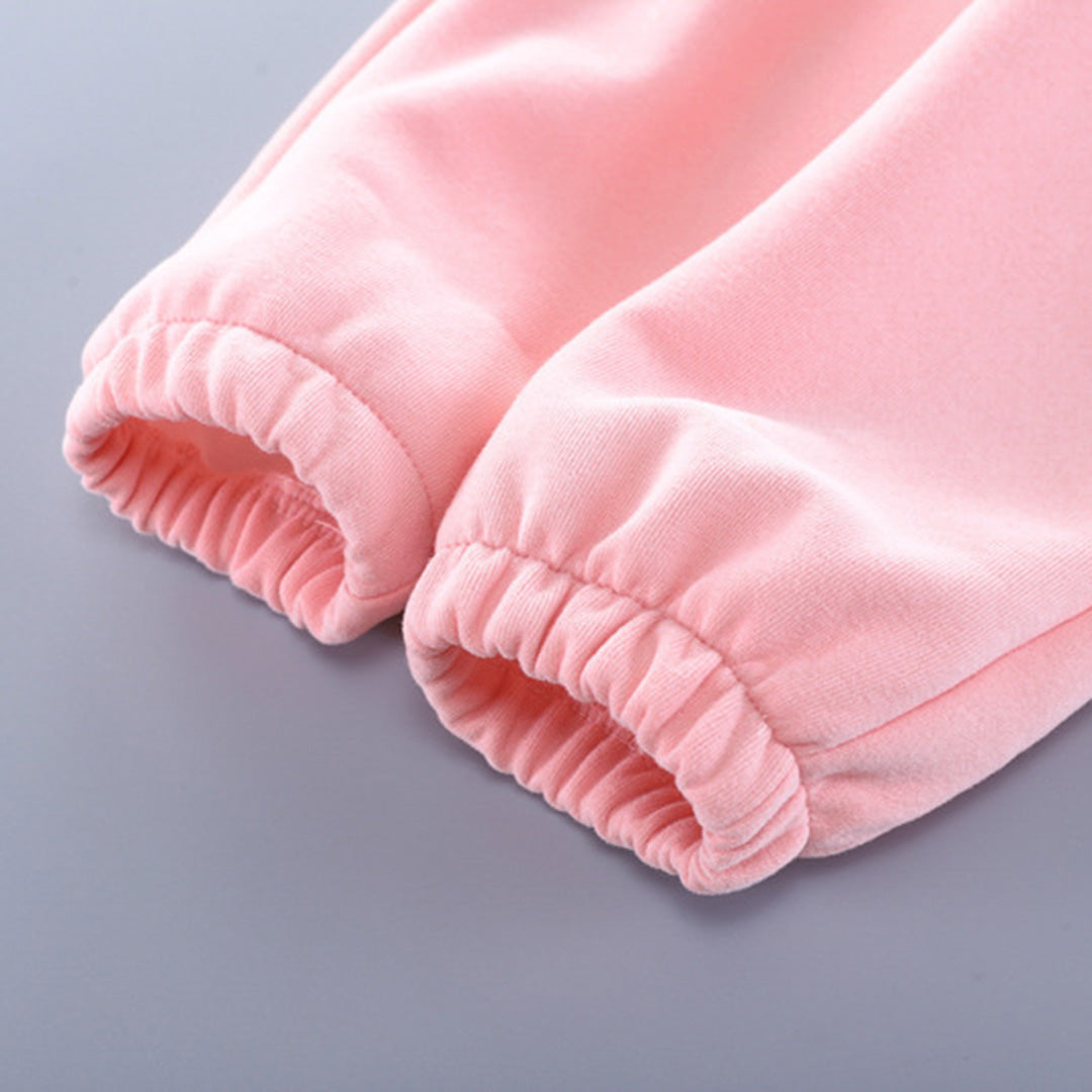 Girls Pink Peter Pan Collar Bow Embroidery Sweatshirt With Pants Set Sets   