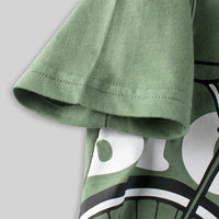 Boys Green Bicycle Print Short Sleeves T-shirt Tshirts   