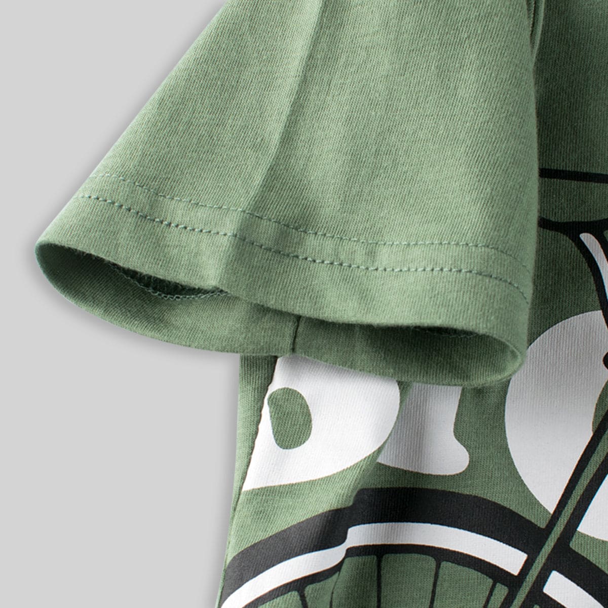 Boys Green Bicycle Print Short Sleeves T-shirt Tshirts   