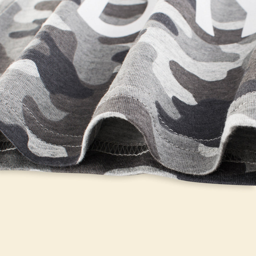 Boys Grey Camouflage Print Short Sleeves T-shirt Tshirts   