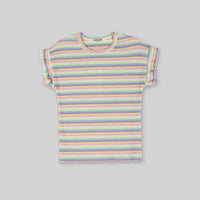 Girls Purple Multistripe T-shirt with Dungaree Set Sets   