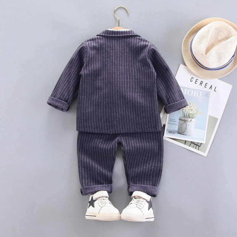 Boys Pinstripe Formal Suit with Vest, Blazer And Trousers Sets Sets