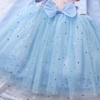 Girls Long Sleeve Frozen Princess Printed Dress Party Dresses   