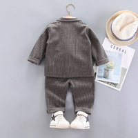 Boys Pinstripe Formal Suit with Vest, Blazer And Trousers Sets Sets