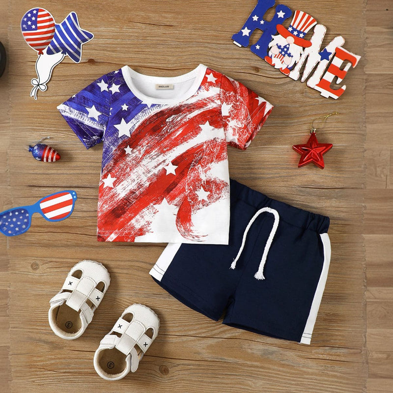 Boys Printed Shorts Sleeves T-shirt with Shorts Set Sets Multicolor 6-9 M 