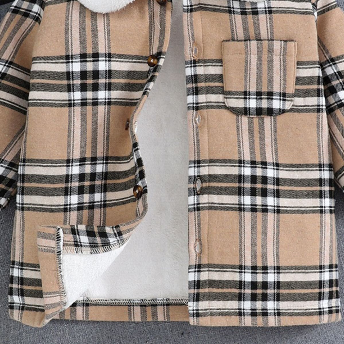 Girls Checkered Print Fleece Lined Full Sleeves Shirt Shirts   
