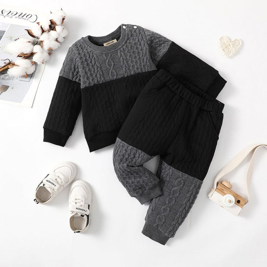 Boys Black Long Sleeve Sweater With Sweater Pants Sets Sets Black 1-2 Y 