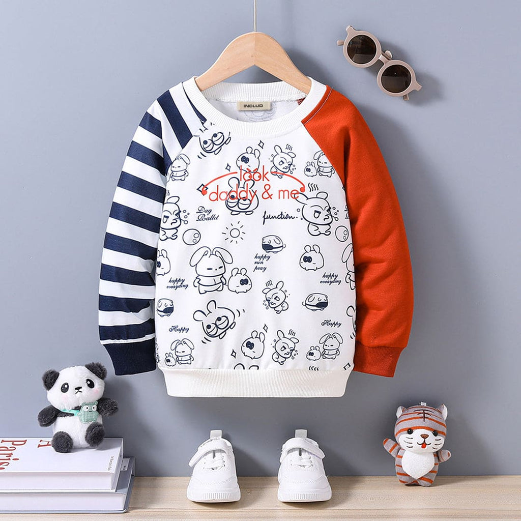 Boys White All Over Printed Full Sleeves Sweatshirt Sweatshirts & Hoodies White 4-5 Y 