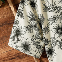 Girls Off White Floral Print T-shirt Sets   