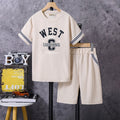 Boys Apricot Printed Short Sleeves T-shirt with Shorts Set Sets Apricot 8-9 Y 