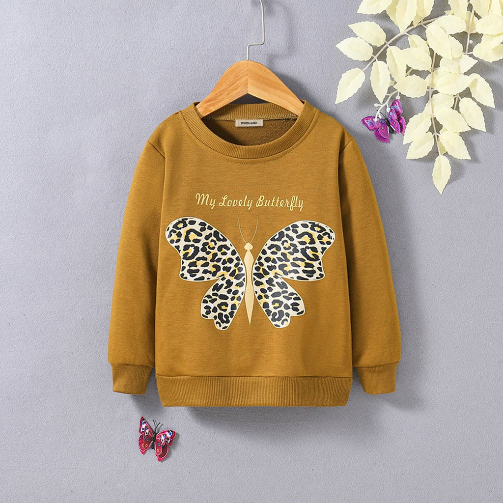 Girls Butterfly Print Long Sleeves Sweatshirt